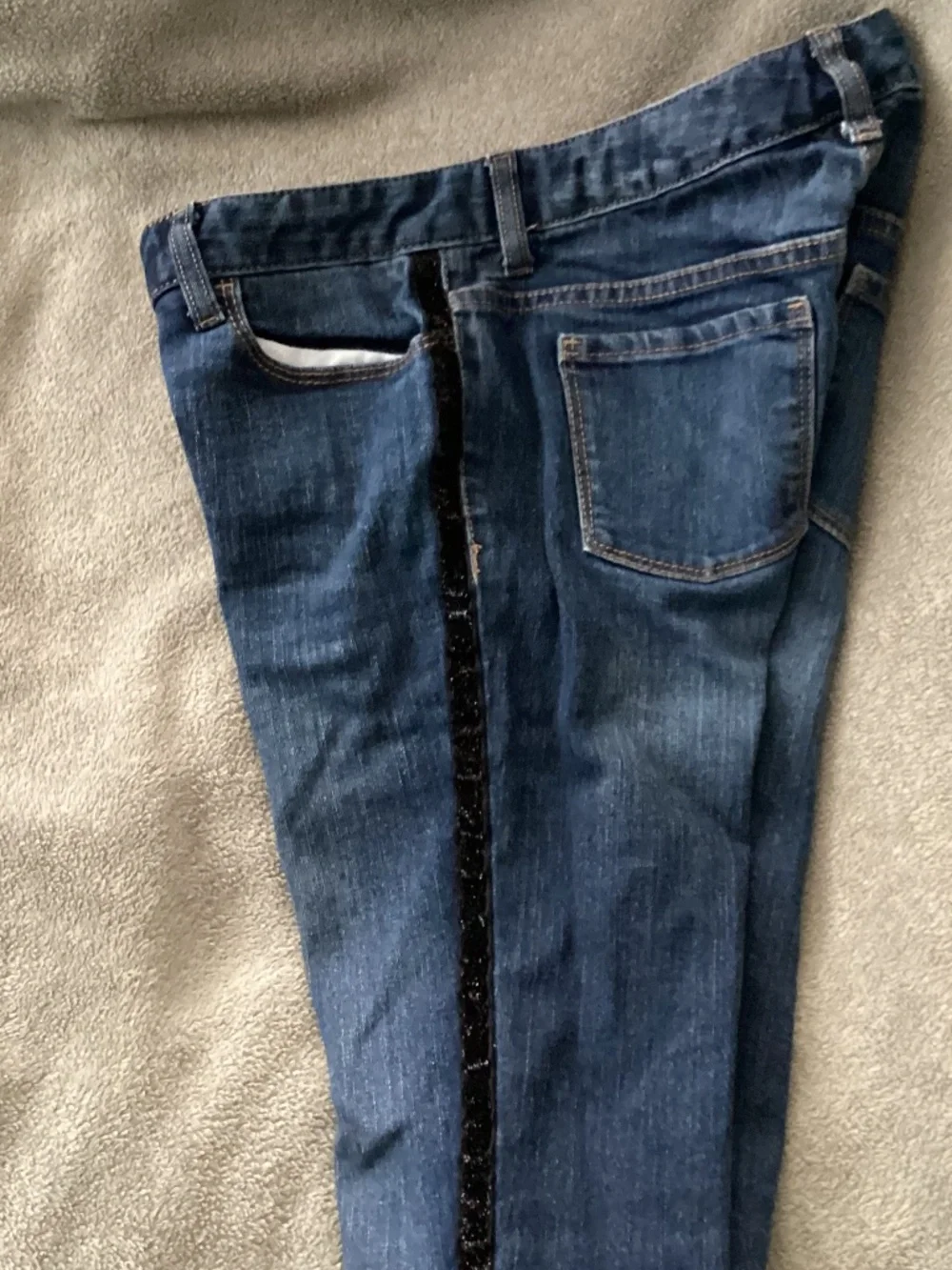 Old Navy Girl Skinny Jeans Size 14 Adjustable Waist Black Sparkle Border